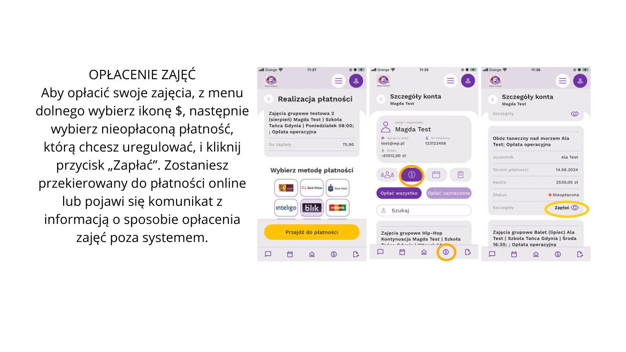 WYSYŁKA ODBIÓR WIADOMOŚCI Z APLIKACJI Z zakładki „Wiadomości” - ikona wiadomości z dolnego menu lub menu bocznego -możemy wysłać wiadomość wraz z załącznikiem do wybranej osoby – administratora l (3) (1)