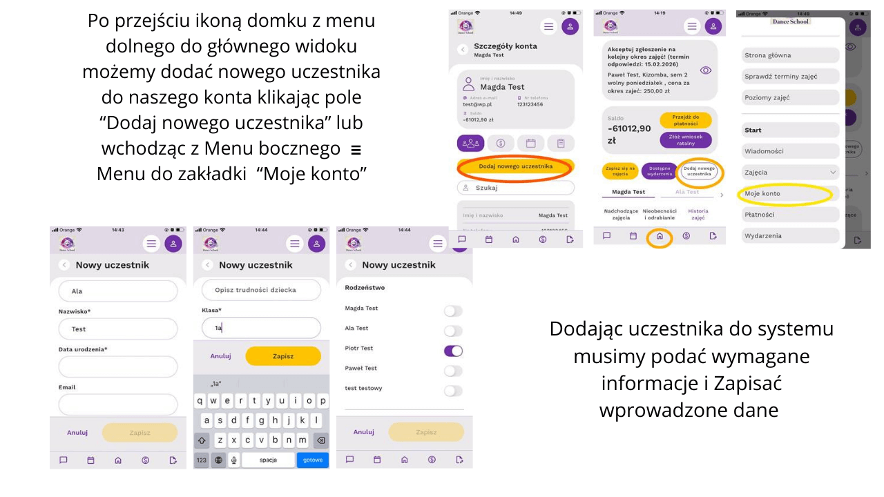WYSYŁKA ODBIÓR WIADOMOŚCI Z APLIKACJI Z zakładki „Wiadomości” - ikona wiadomości z dolnego menu lub menu bocznego -możemy wysłać wiadomość wraz z załącznikiem do wybranej osoby – administratora l (7) (1)